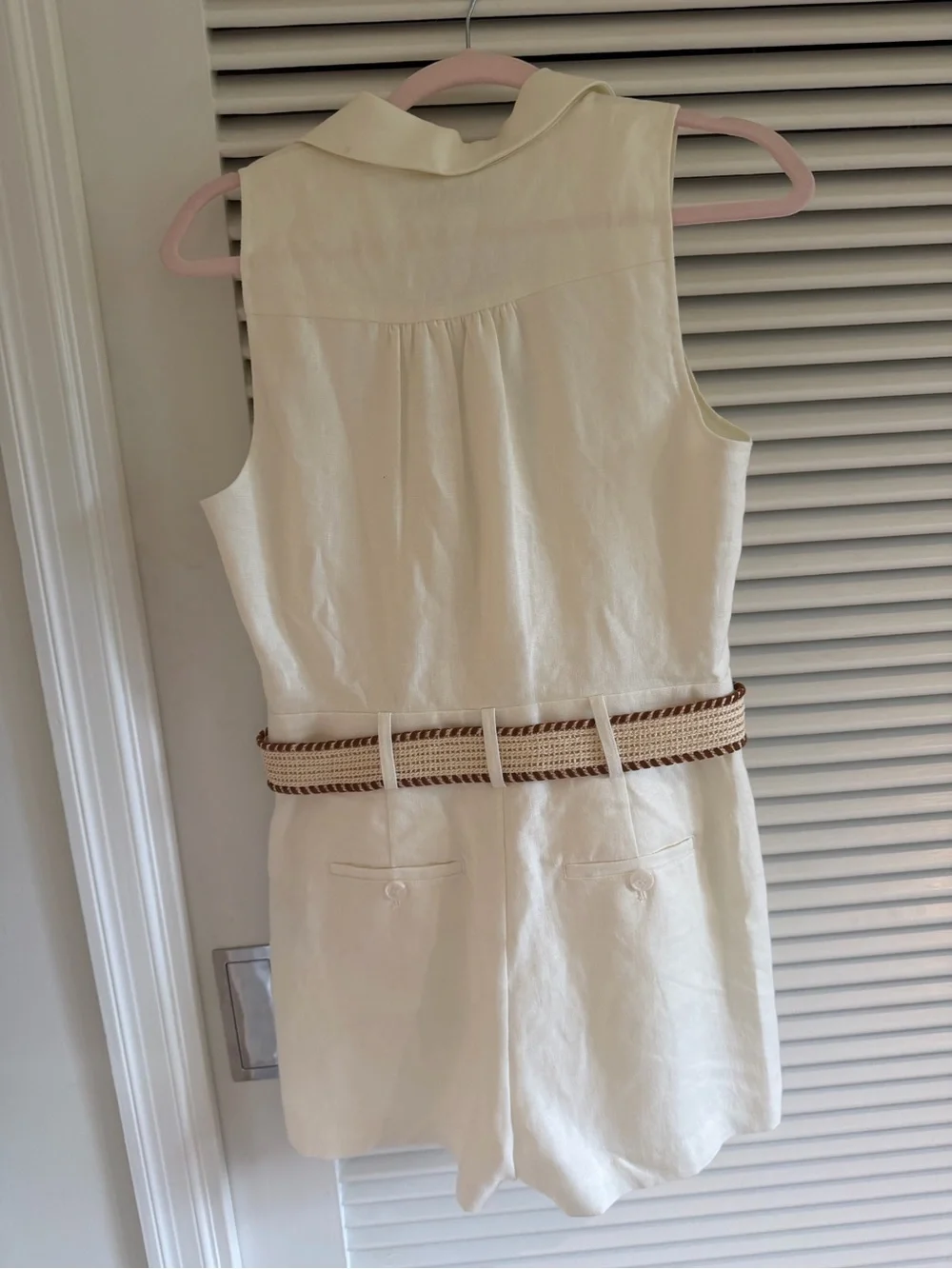 Reiss Cream Collared Sleeveless Romper